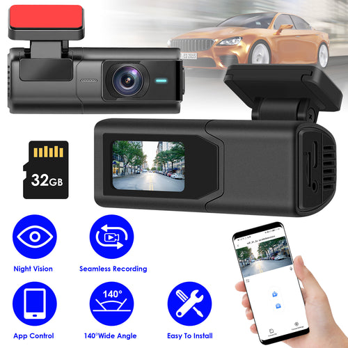 RoadReady 2K front dash cam with 32GB card and WiFi app