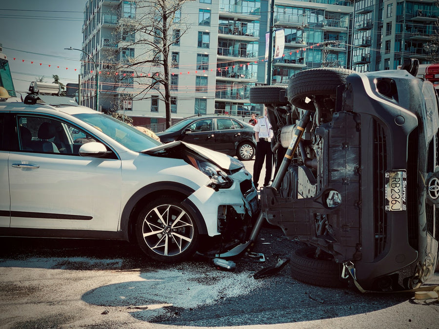 Two cars after a collision